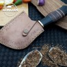 Serbian Damascus Cleaver – Black Resin Handle & Leather Sheath