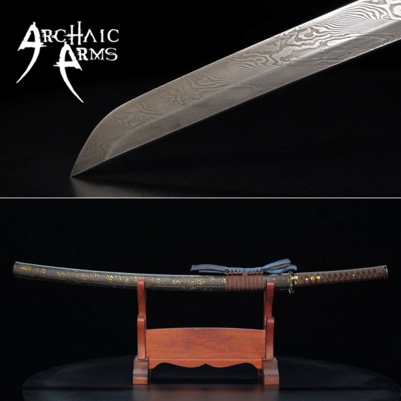 Handmade Damascus Steel Katana – Authentic Samurai Sword with Pearl Ha