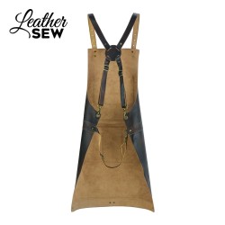 Dark Brown Full Grain Leather Apron – BBQ, Cooking, Butcher & Craft