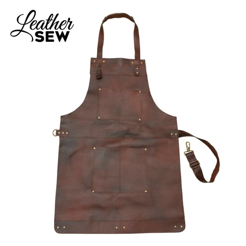 Dark Brown Personalized Leather Apron – Perfect for BBQ, Cooking & DIY