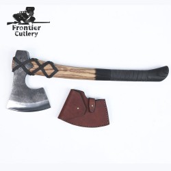 Handcrafted Scandinavian Leather-Wrapped Axe – Viking-Inspired Outdoor