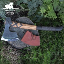 Handcrafted Scandinavian Leather-Wrapped Axe – Viking-Inspired Outdoor