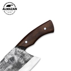 Handcrafted Cleaver with Color Wood Handle & Leather Sheath