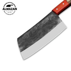 Handmade Carbon Steel Cleaver with Dollar Wood Handle