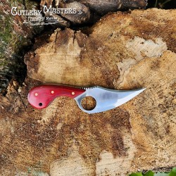 Premium Rosewood Skinner Knife Stainless Steel Blade, Leather Scabba