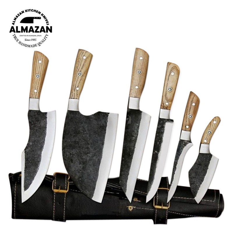 6 Piece Hand-Forged Serbian Chef Knife Set – Premium Kitchen Tool