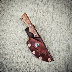 Jake 010 Skinning Knife with Cherry Wood Handle & Leather Sheath