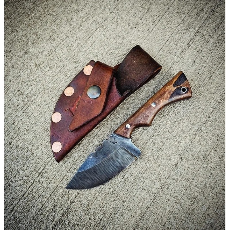 Jake 010 Skinning Knife with Cherry Wood Handle & Leather Sheath