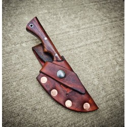 Jake 005 Skinning Knife with Cocobolo Handle & Handmade Leather Sheath