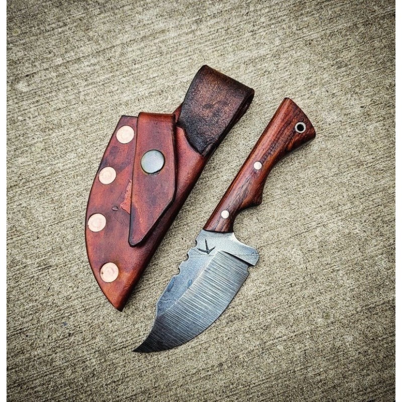 Jake 005 Skinning Knife with Cocobolo Handle & Handmade Leather Sheath