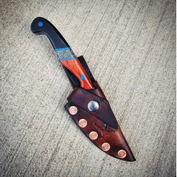 1095 HCS Knife: Gun Blue Finish, Micarta & Cocobolo Wood Handle