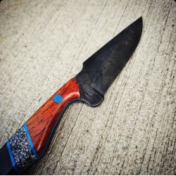 1095 HCS Knife: Gun Blue Finish, Micarta & Cocobolo Wood Handle