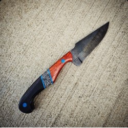 1095 HCS Knife: Gun Blue Finish, Micarta & Cocobolo Wood Handle