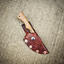 Jake 006 Skinning Knife with Olive Wood Handle & Leather Sheath