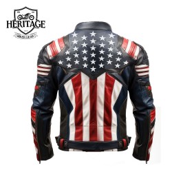 Men’s Leather Jacket Inspired by American Flag