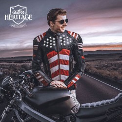 Men’s Leather Jacket Inspired by American Flag