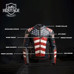 Men’s Leather Jacket Inspired by American Flag