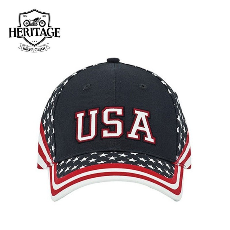 Stars and Stripes Bill Cap with USA Flag Print