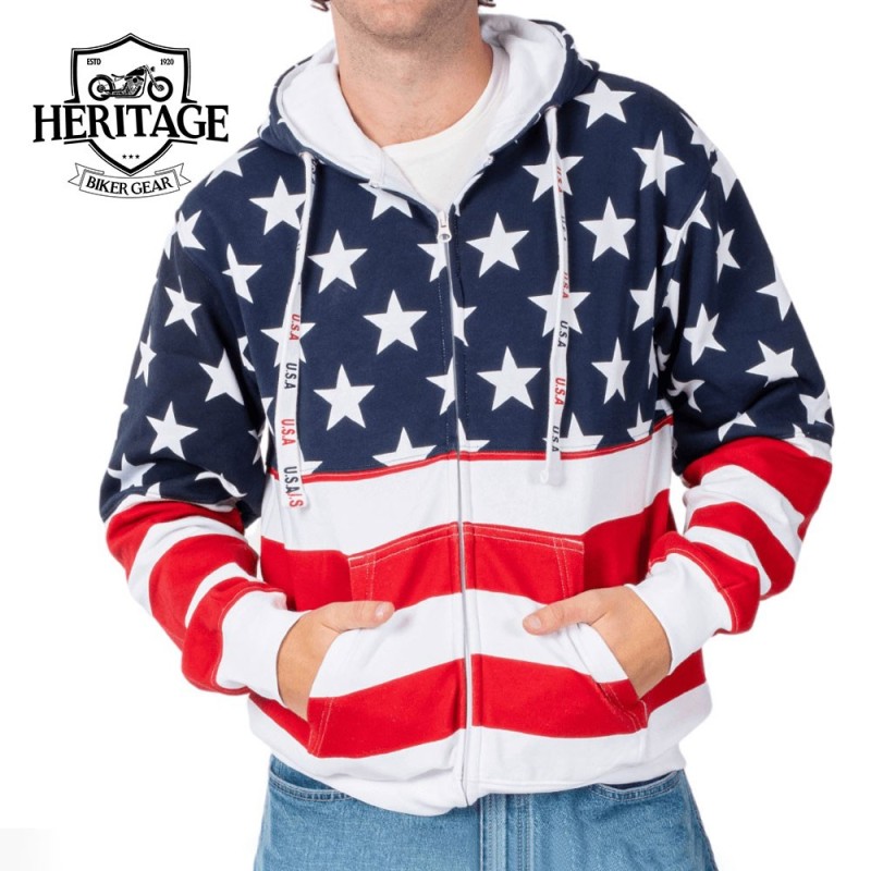 Unisex Patriotic Stars Full Zip Hoodie - Stylish & Cozy