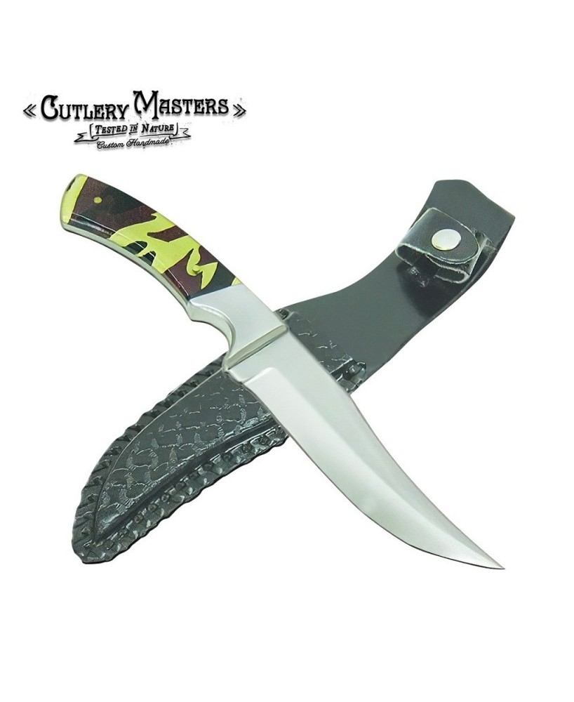 Camo Buck Hunter Knife - Stainless Steel Blade