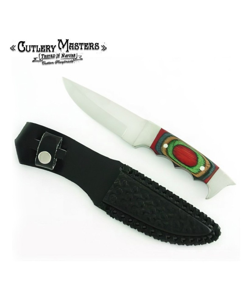 Classic Stainless Steel Hunting Knife - Colorwood Handle