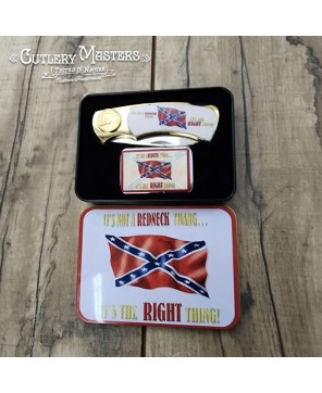 Confederate Flag Box Knife Combo with Lighter