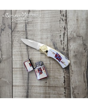 Confederate Flag Box Knife Combo with Lighter