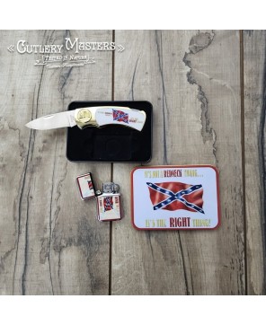 Confederate Flag Box Knife Combo with Lighter