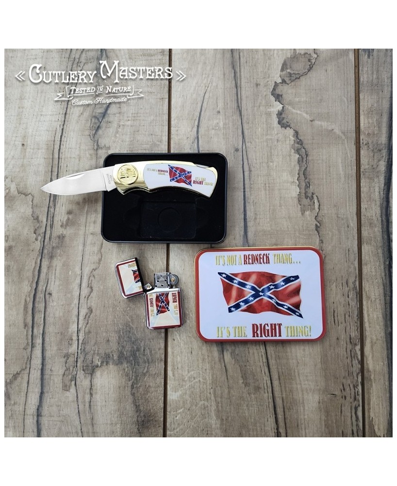 Confederate Flag Box Knife Combo with Lighter