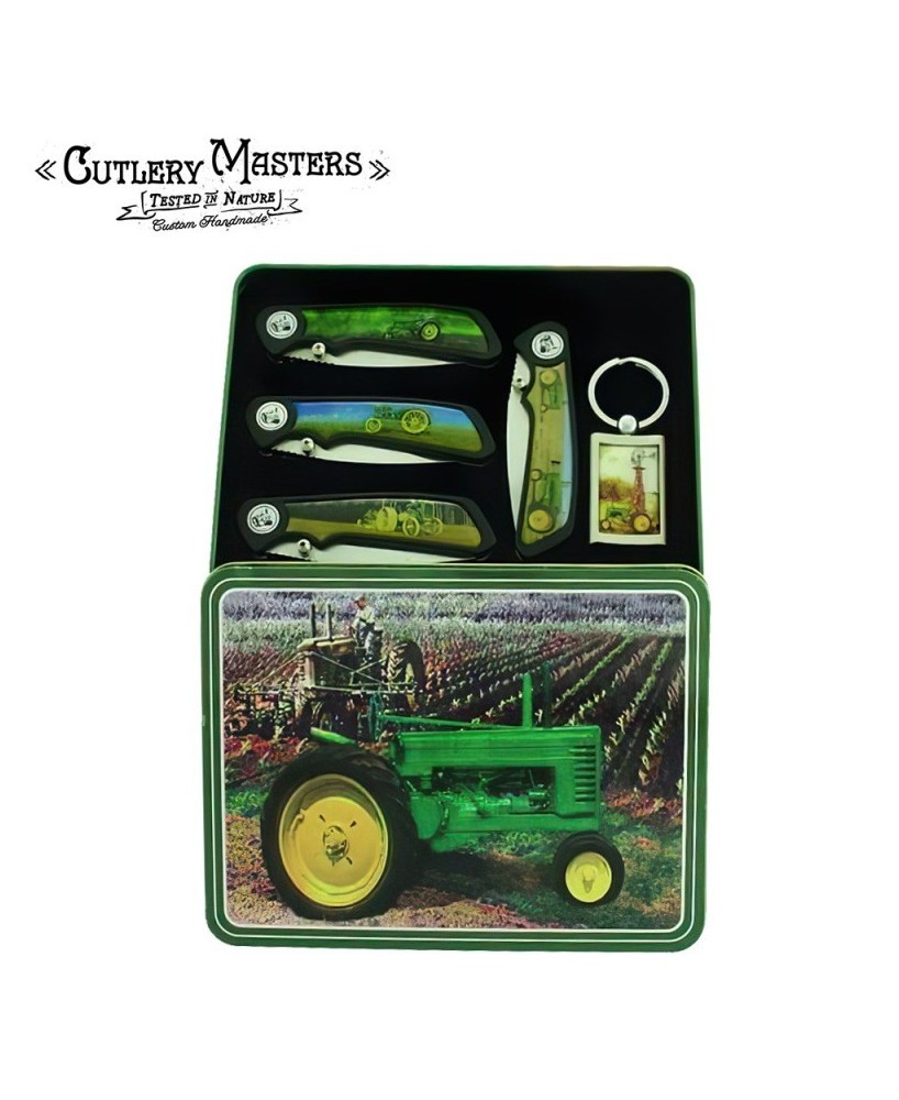 4 pcs Tractor Set in Tin Box w/ Keychain