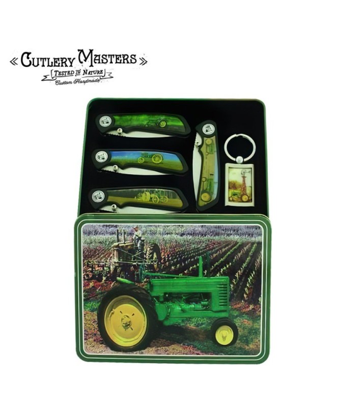 4 pcs Tractor Set in Tin Box w/ Keychain