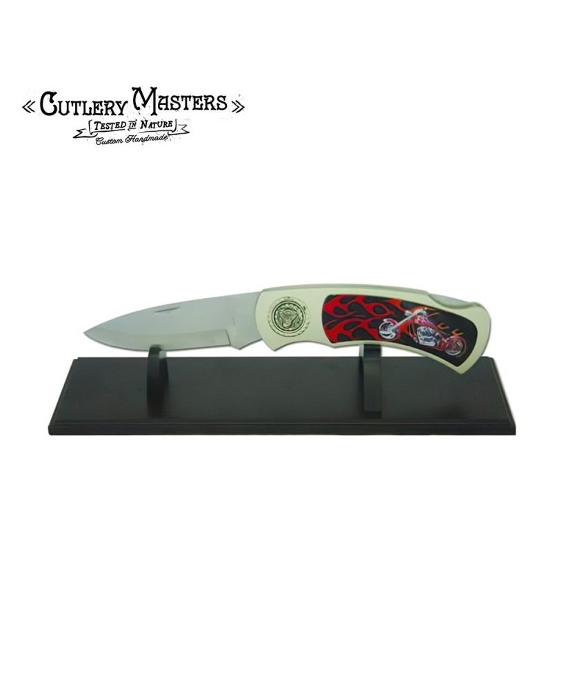 Collectable JUMBO Motorcycle knife with stand