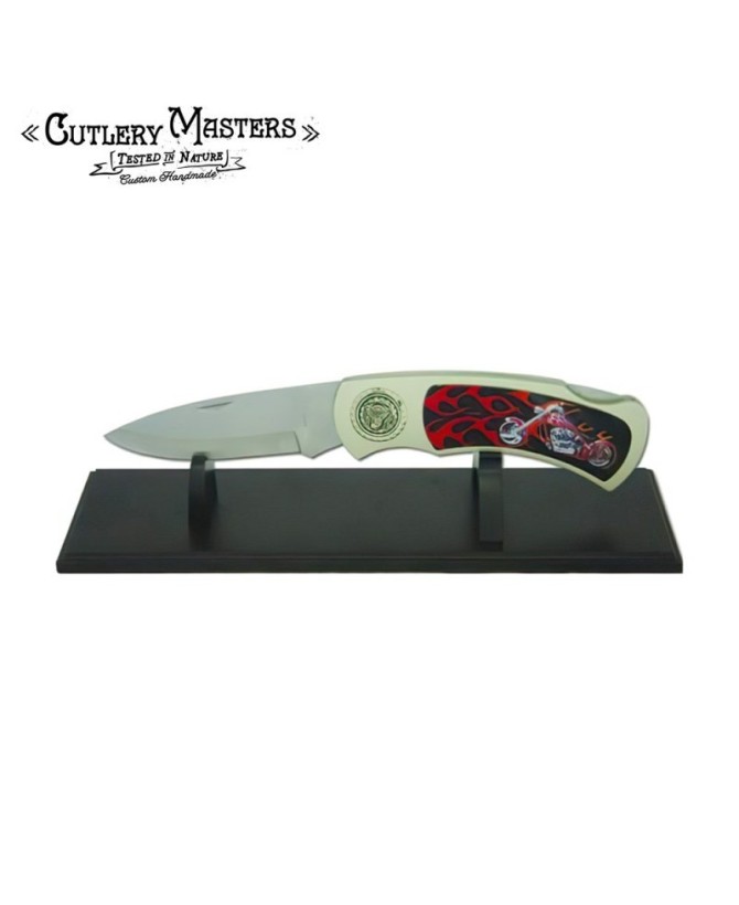 Collectable JUMBO Motorcycle knife with stand