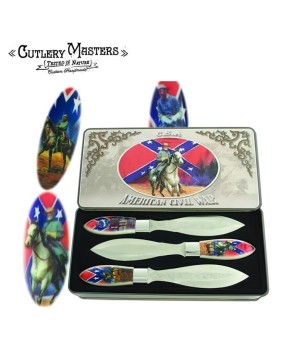 C.S.A. American Civil War 3pc throwing knife set