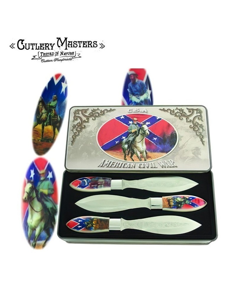 C.S.A. American Civil War 3pc throwing knife set