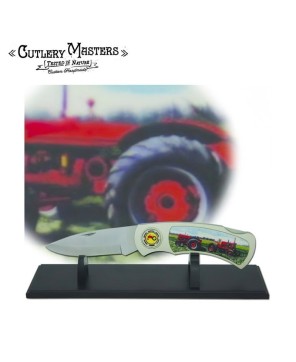 Collectible Jumbo Red Tractor and House Knife with Display Stand