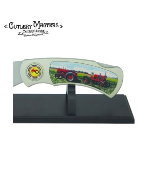 Collectible Jumbo Red Tractor Knife with Display Stand