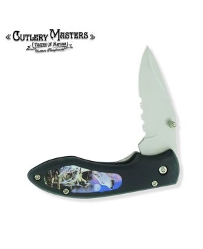 Howling Wolves Pocket Knife - Nature-Inspired Design