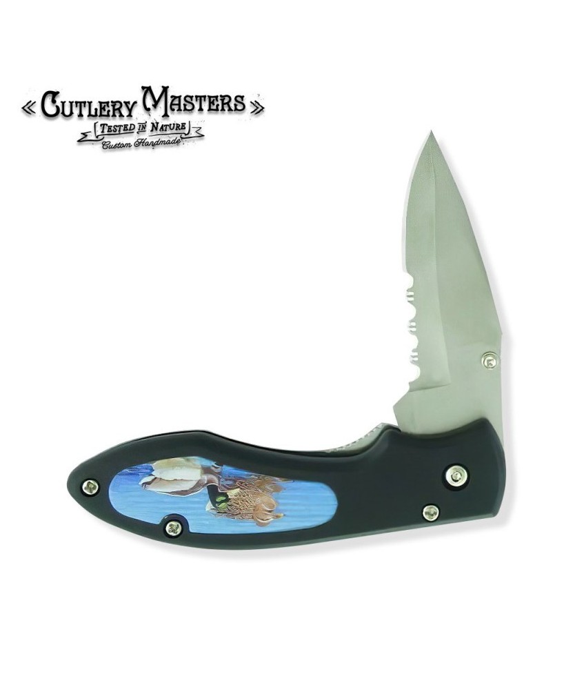 Two Ducks in a Pond Pocket Knife - Nature-Themed Design