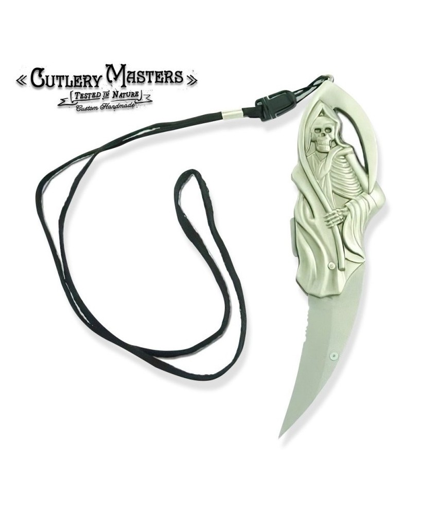 Metal Grim Reaper Folding Knife - Edgy Design & Durability