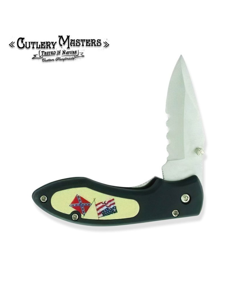 United States of America/Confederate Flag Pocket Knife - Unique Design