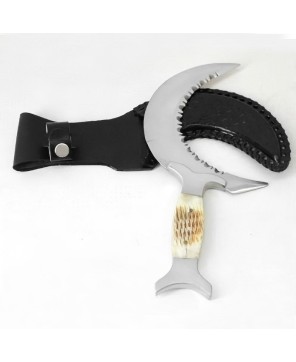 Half Moon Stainless Steel Blade Fantasy Knife with Bone Handle