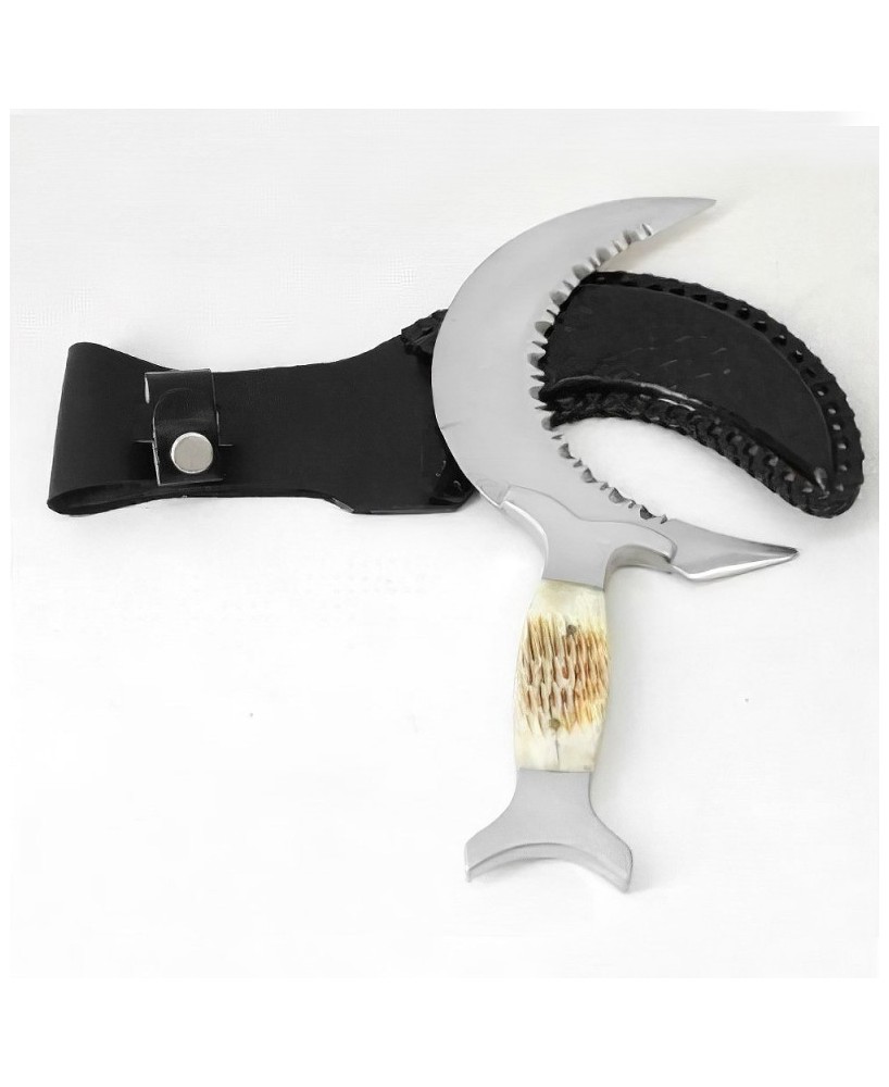 Half Moon Stainless Steel Blade Fantasy Knife with Bone Handle