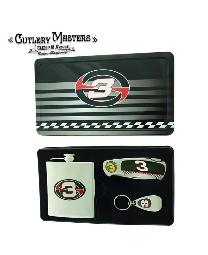 3-Piece Box Knife Set with Flask and Keychain - Ultimate Gift