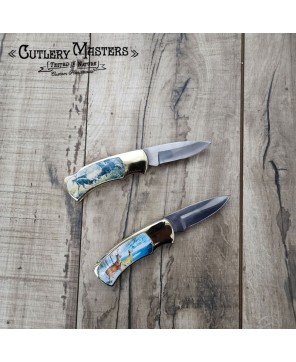 Design Inlay Deer Box Knife Set: Collector's Edition