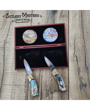 Design Inlay Deer Box Knife Set: Collector's Edition