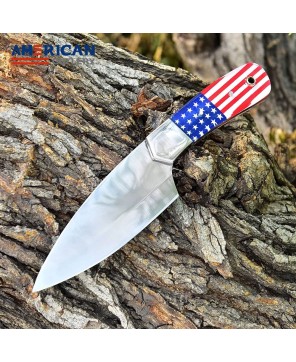 Custom Handmade Hunting Knife with American Flag Handle