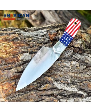 Custom Handmade Hunting Knife with American Flag Handle