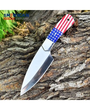 Custom Handmade Hunting Knife with American Flag Handle