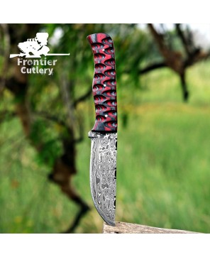 Handmade Damascus Steel Skinning Knife Set for Outdoor Enthusiasts